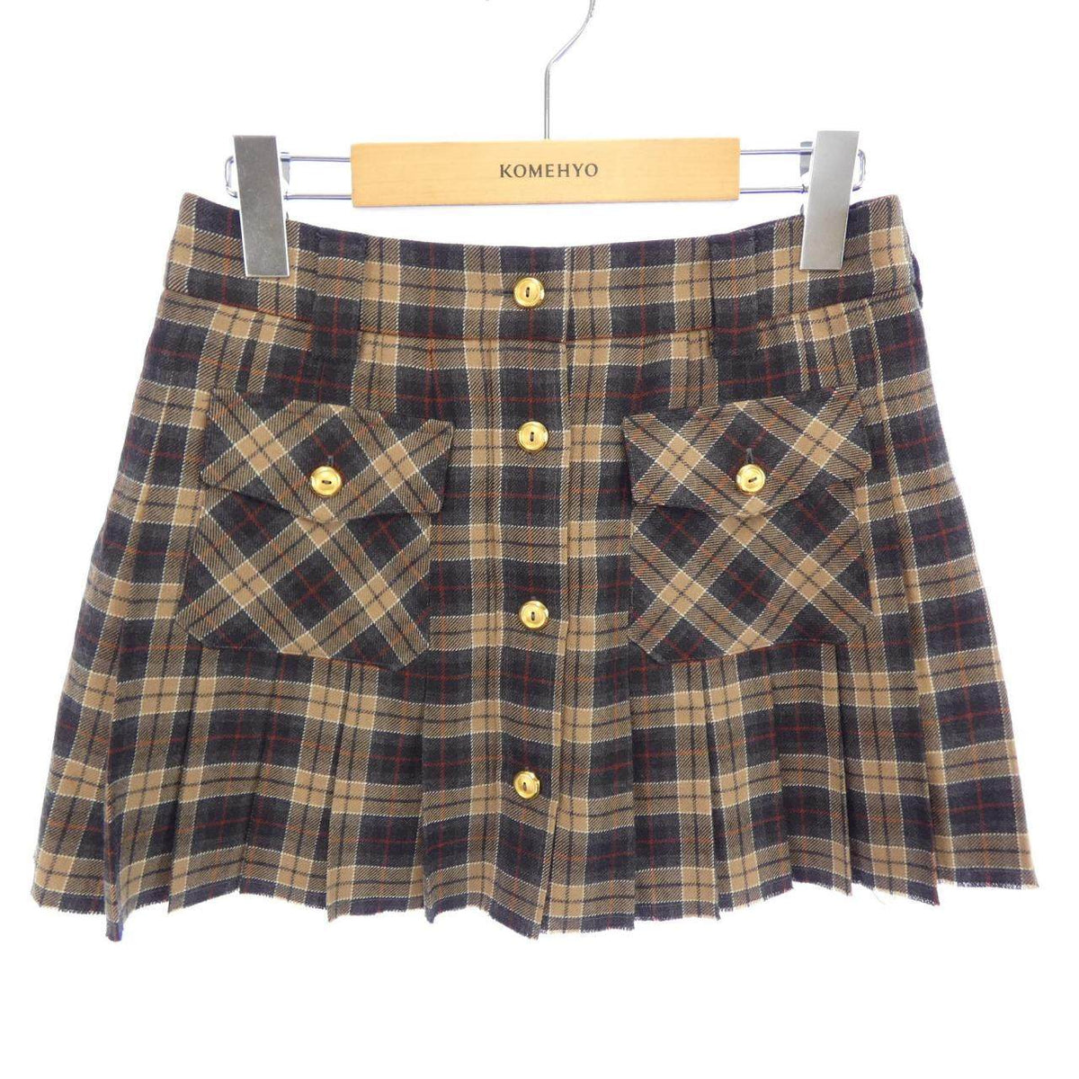 Miu Miu Pleated Tartan Mini Skirt
