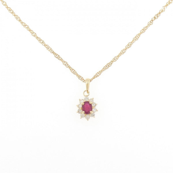Au750 Ruby Diamond Necklace