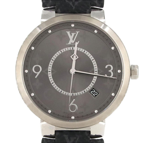 Louis Vuitton Tambour Slim Monogram Stainless Steel Watch
