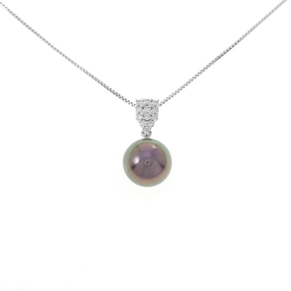 Au750 White Gold Black Pearl Diamond Necklace