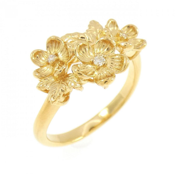 Gstv K24 Yellow Gold Flower Diamond Ring