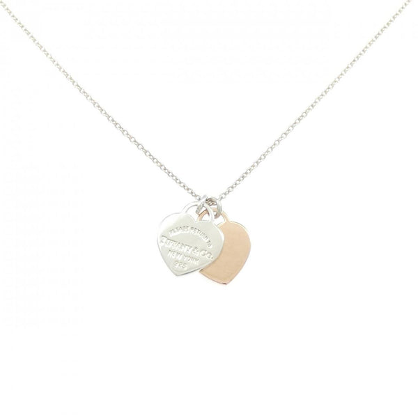 Tiffany & Co. Return To Tiffany Double Heart Mini 925 Silver Rubedo Necklace