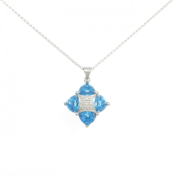 Platinum Blue Topaz Diamond Necklace