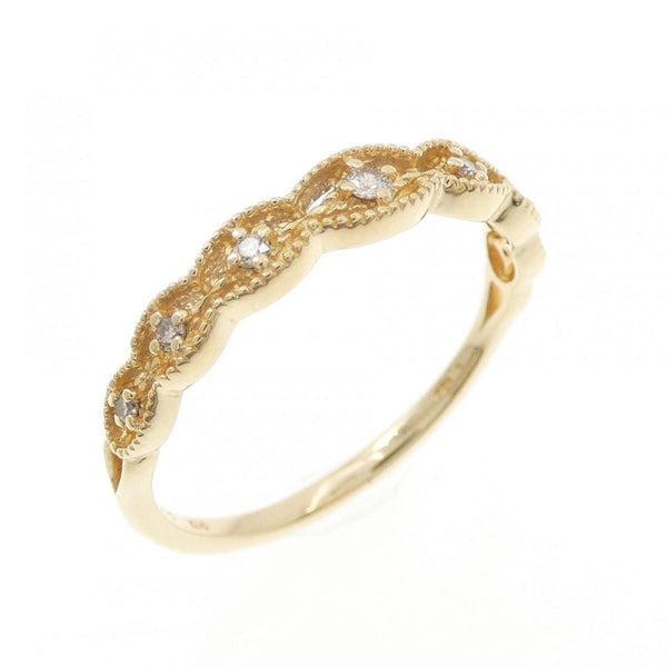 agete K14 Yellow Gold Diamond Ring
