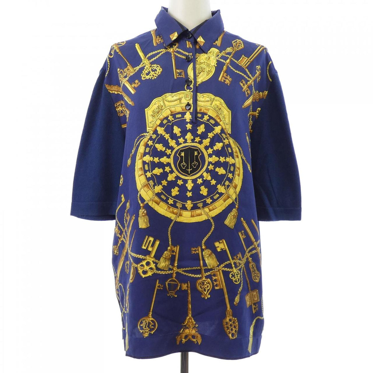 Hermes LES CLES silk cotton cashmere top