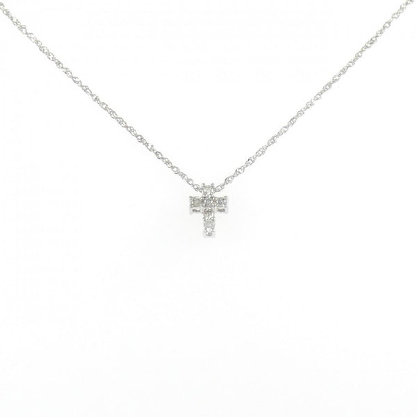 K10 White Gold Diamond Cross Necklace