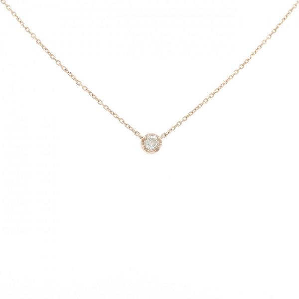 K10 Pink Gold Solitaire Diamond Necklace