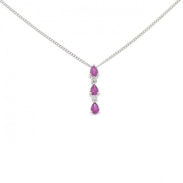Au750 White Gold Ruby Diamond Necklace