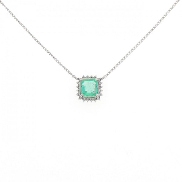PT850 Emerald Diamond Necklace