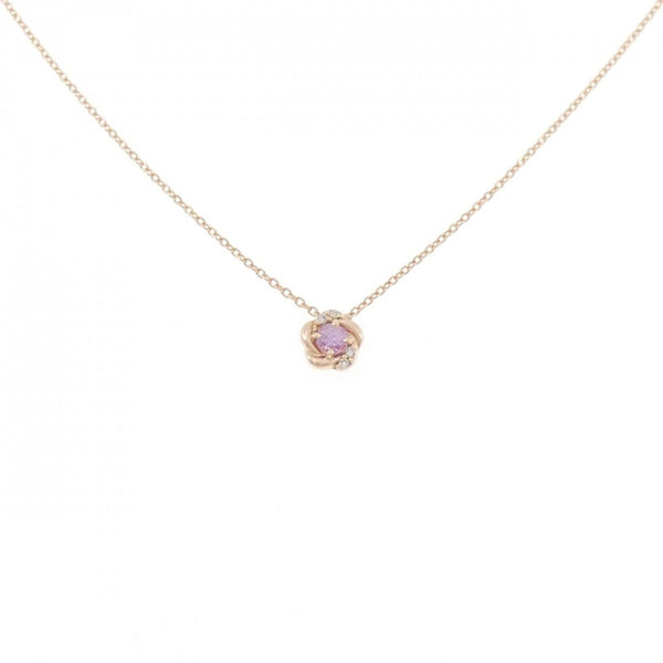 K10 Pink Gold Sapphire Diamond Necklace