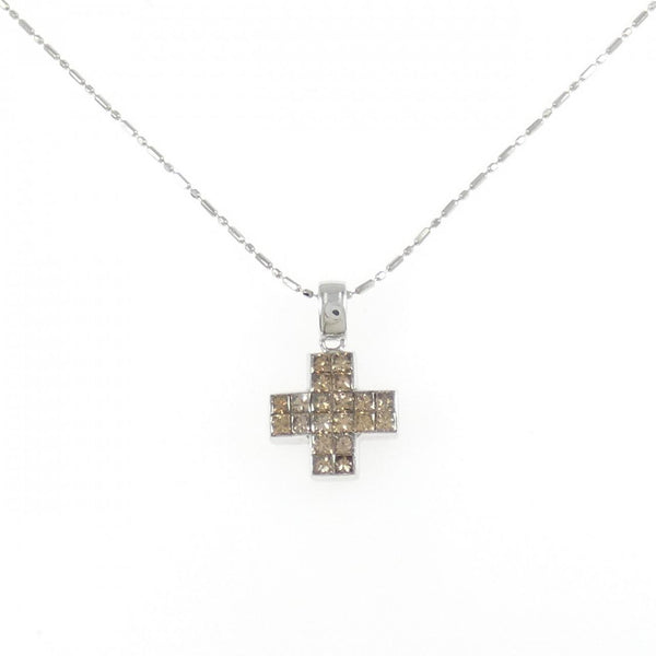 Au750 White Gold Cross Diamond Necklace
