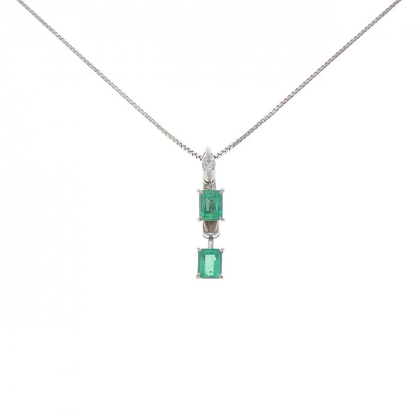 Au750 White Gold Emerald Diamond Necklace