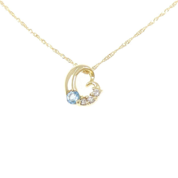 Au750 Yellow Gold Blue Topaz Diamond Necklace