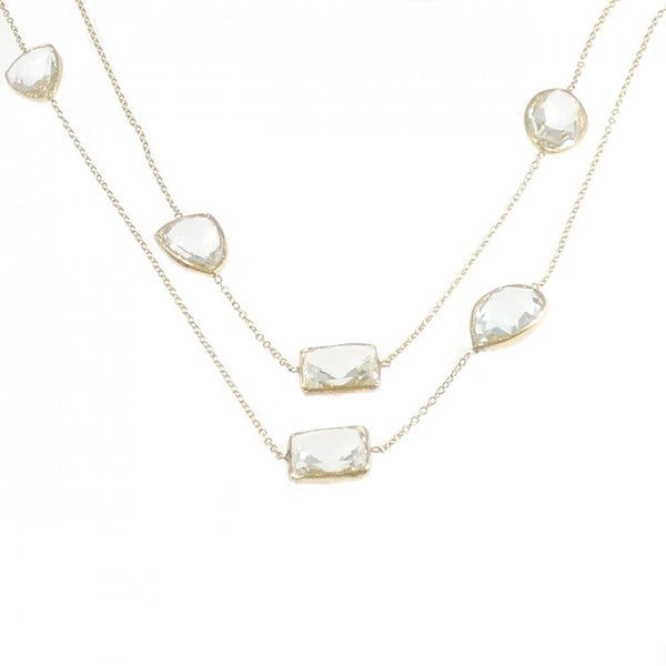 Au585 Yellow Gold White Topaz Necklace