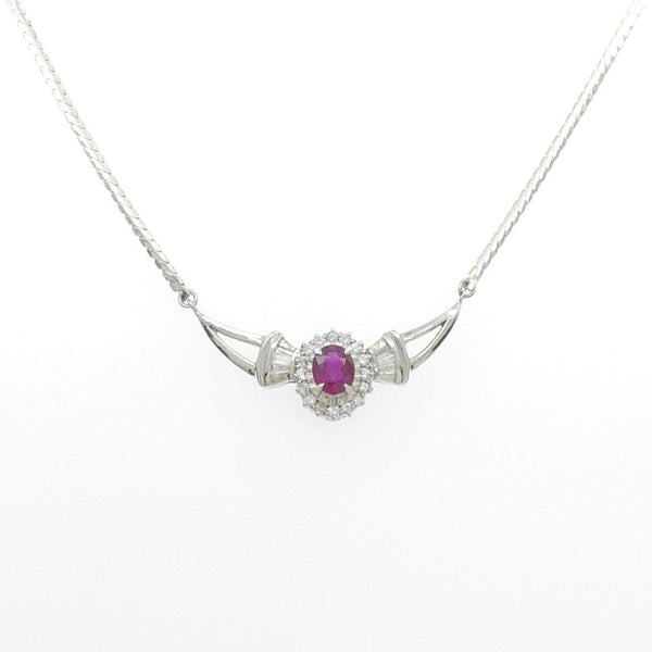 Platinum 0.74CT Ruby Diamond Necklace