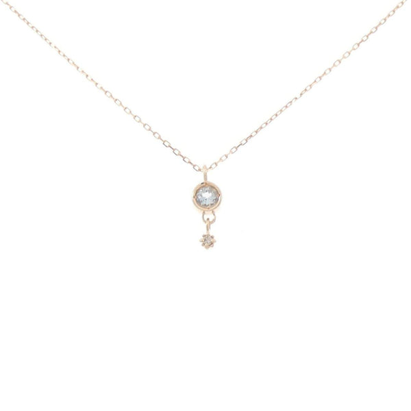 4℃ K10 Pink Gold Aquamarine Diamond Necklace