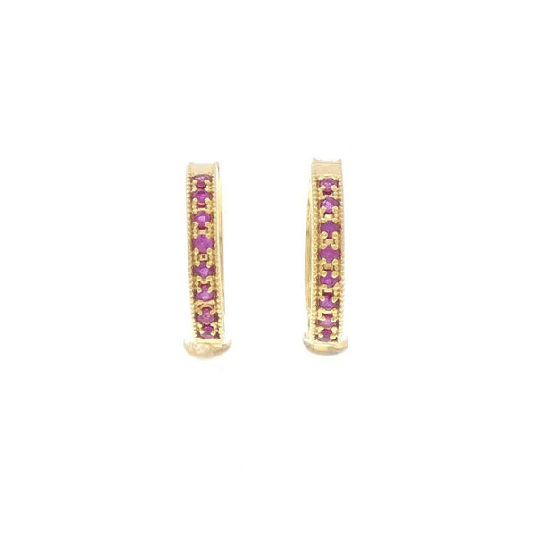 K10 Yellow Gold Ruby Diamond Earrings