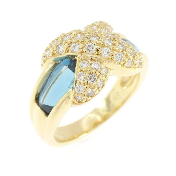 Ponte Vecchio Au750 Blue Topaz Diamond Ring