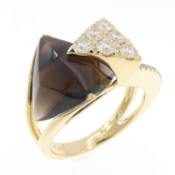ジュネ 750 Yellow Gold Smoky Quartz Diamond Ring