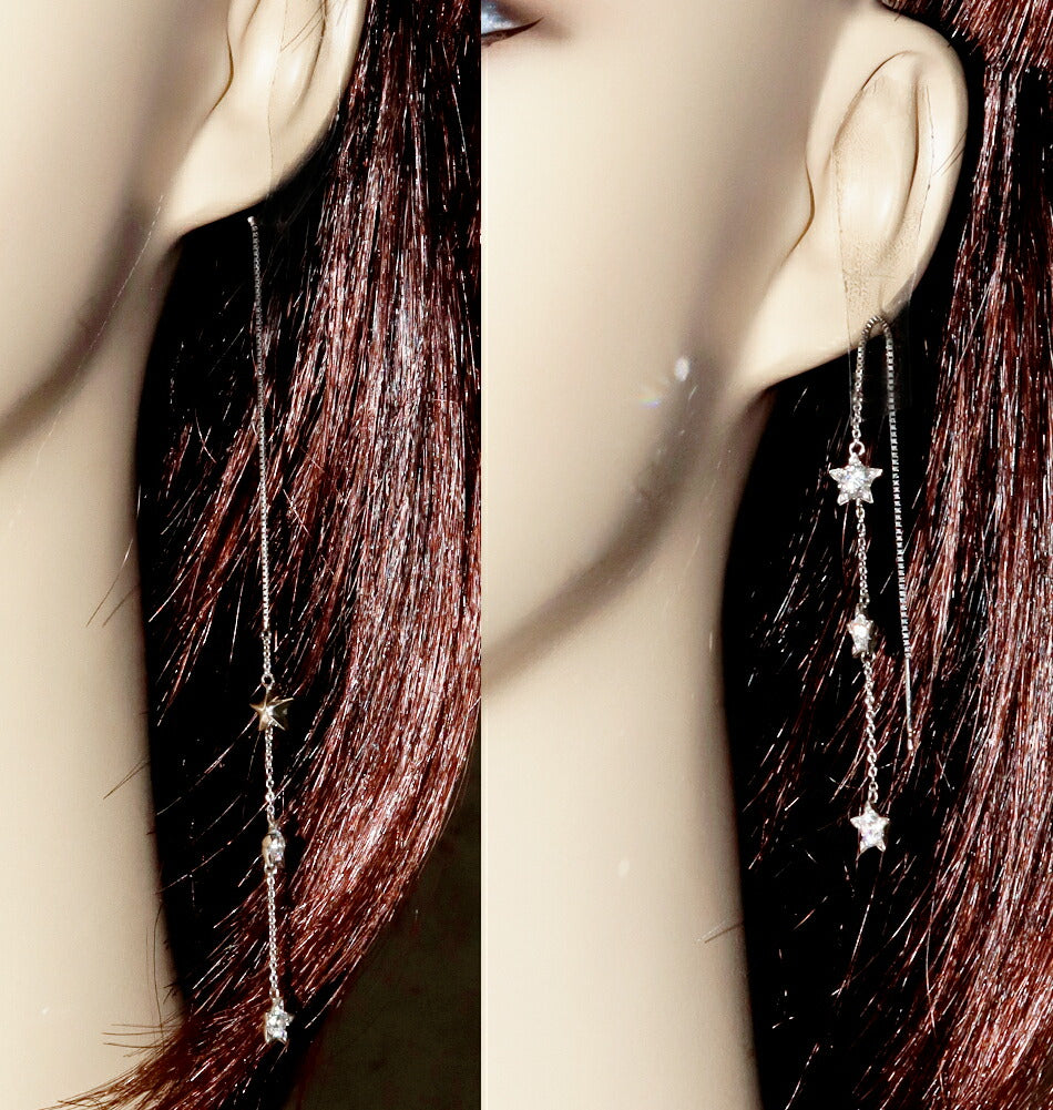e.m. USA-style K18WG SV zirconia Star 2WAY Earrings