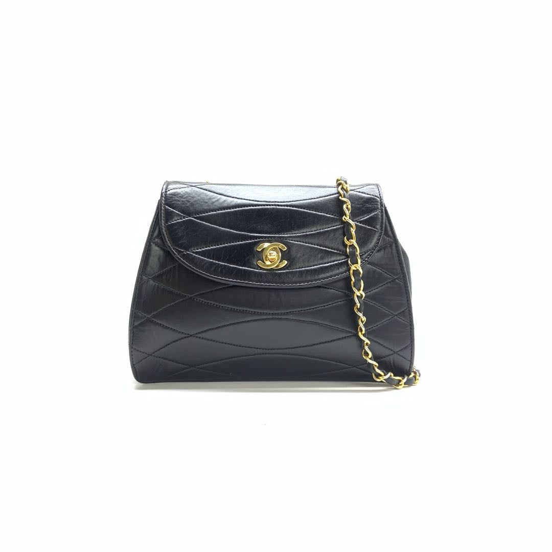 Chanel Trapezoid Flap Bag Caviar Leather Shoulder Bag