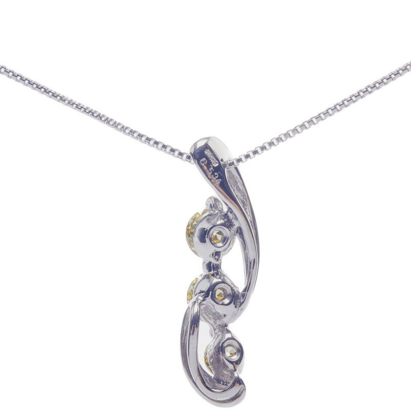 18K Round Cut Diamond Swirl Necklace