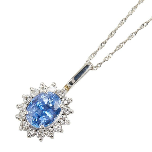 Platinum Sapphire Diamond Flower Necklace