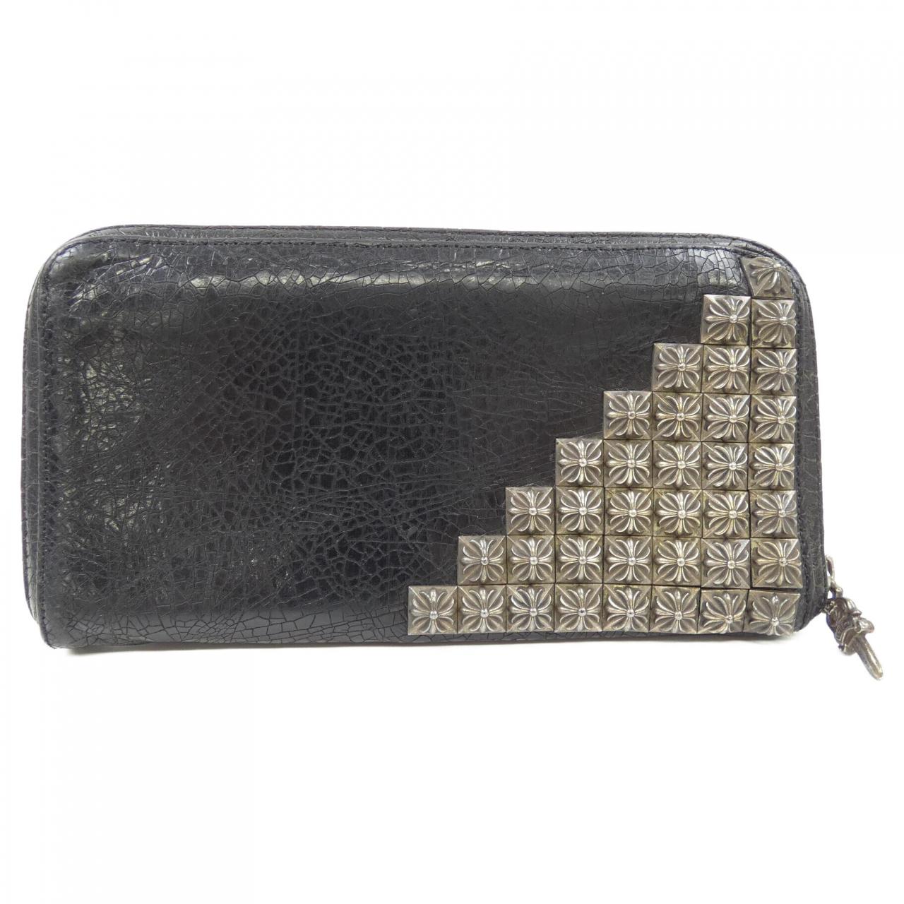 Chrome Hearts Cracked Leather Long Wallet