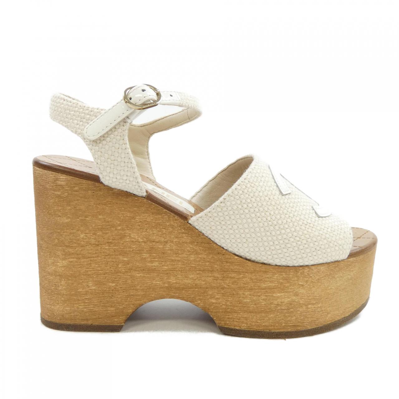 Chanel G45555B15714 Fabric Patent Calfskin Sandals