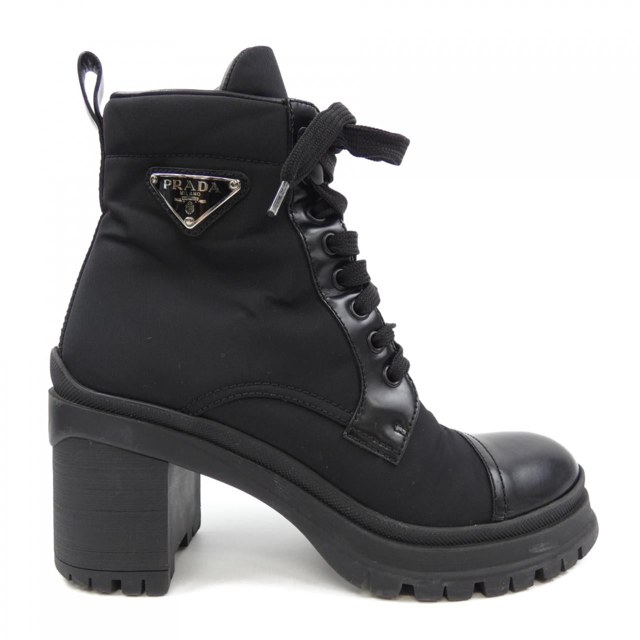 Prada Brushed Leather Nylon Boots