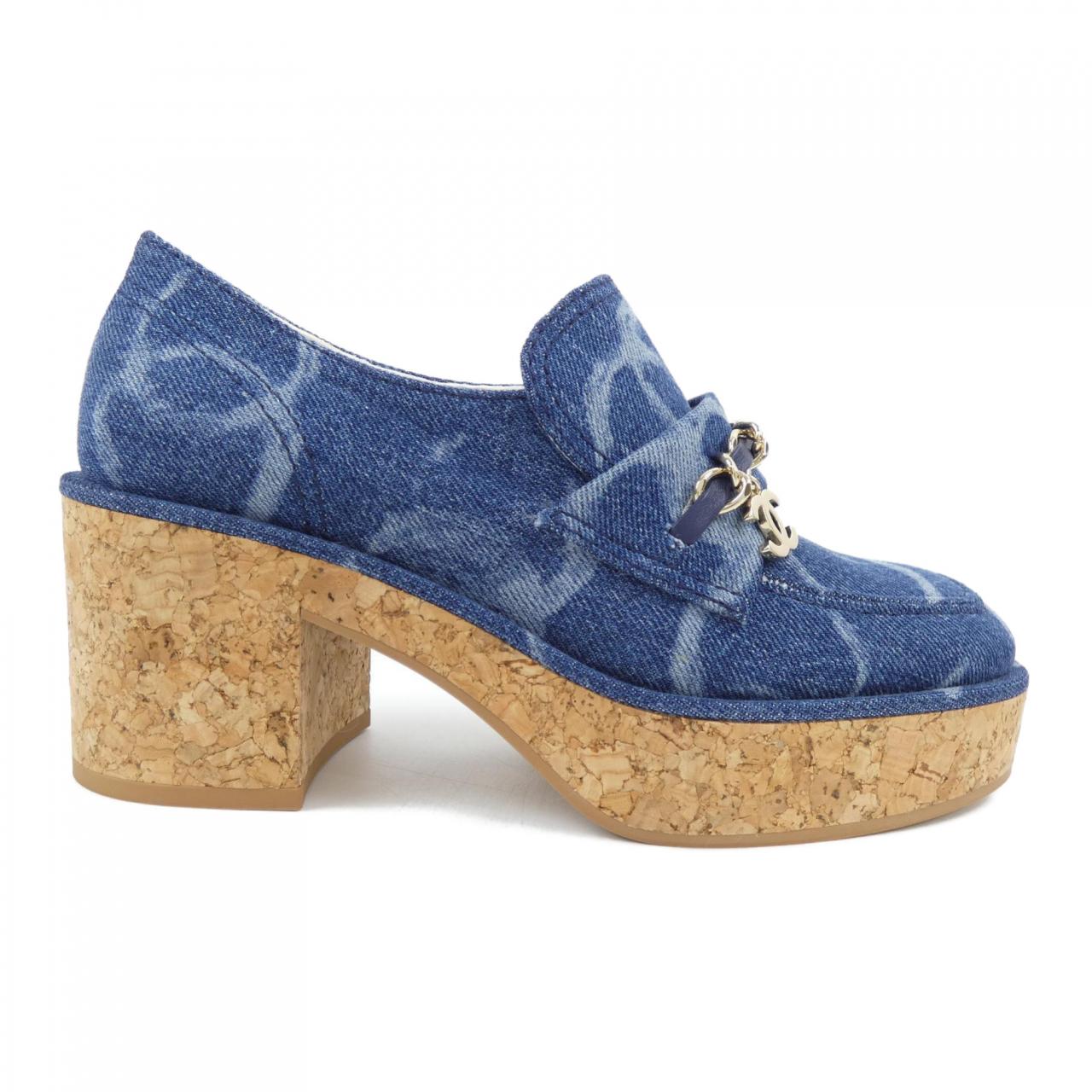 Chanel Printed Denim Metal Loafers