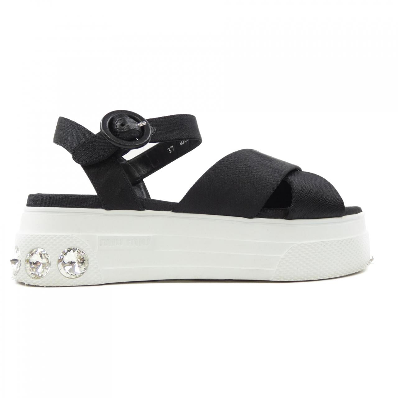 Miu Miu Cotton Linen Platform Sandals