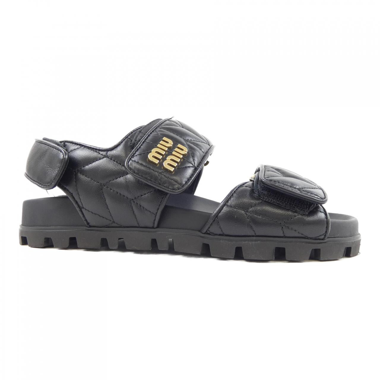Miu Miu Sporty Matelassé Nappa Leather Sandals