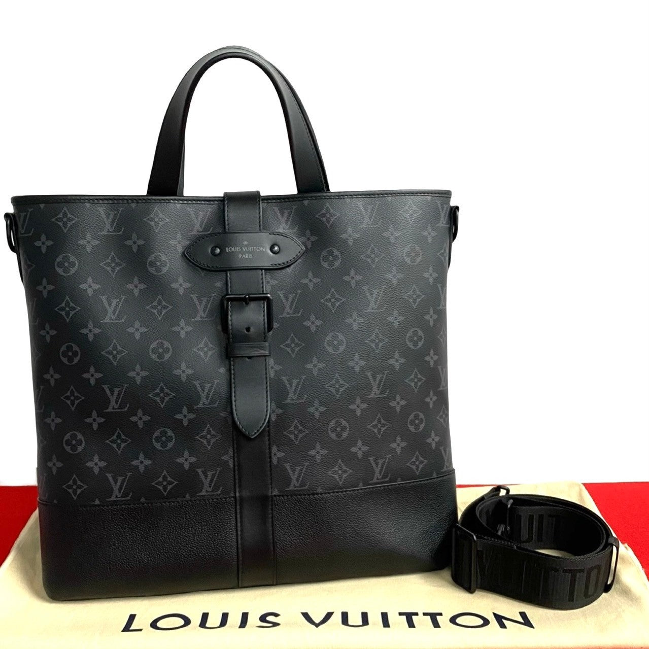 Louis Vuitton Saumur Monogram Eclipse Leather 2way Shoulder Tote