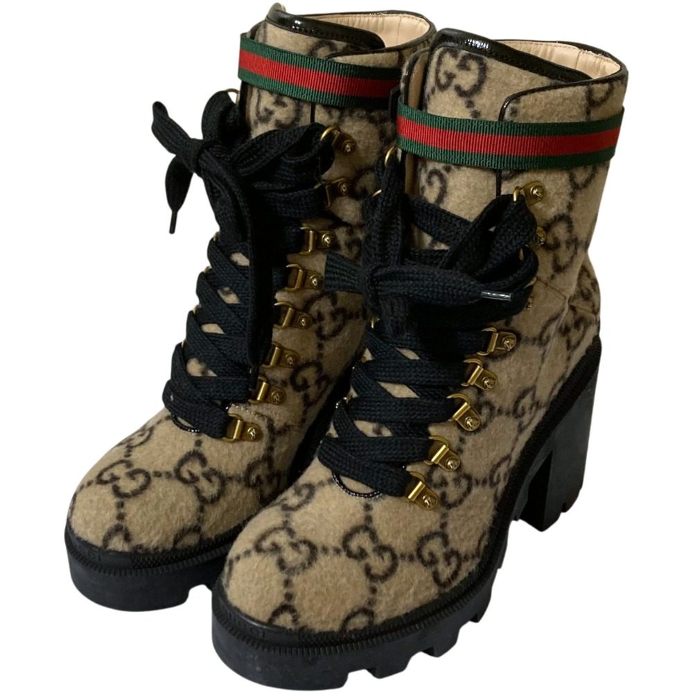 Gucci GG Shearling Wool Ankle Boots