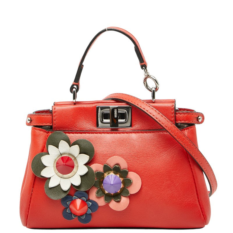 Fendi Micro Peekaboo Flower Motif Leather 2way Bag