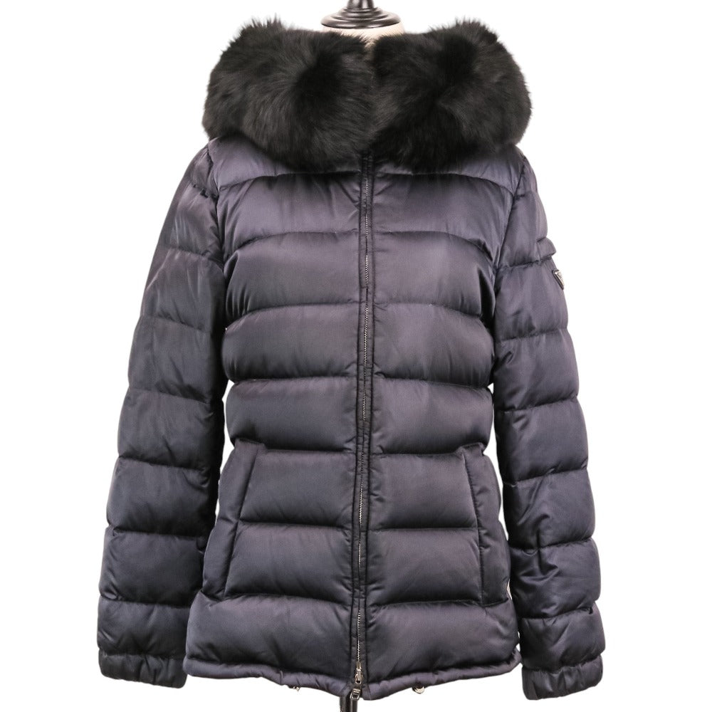 Prada Blue Fox Fur Down Coat