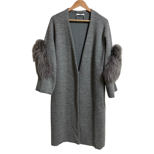 UN3D. Raccoon Fur Wool Long Cardigan
