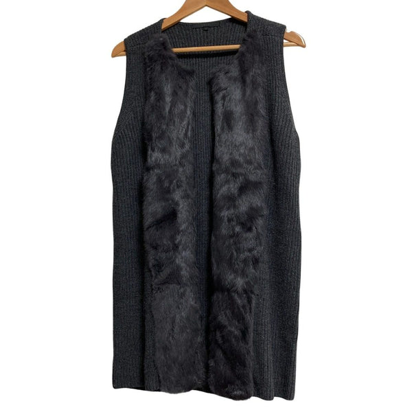 ANAYI Rabbit Fur Wool Long Knit Vest