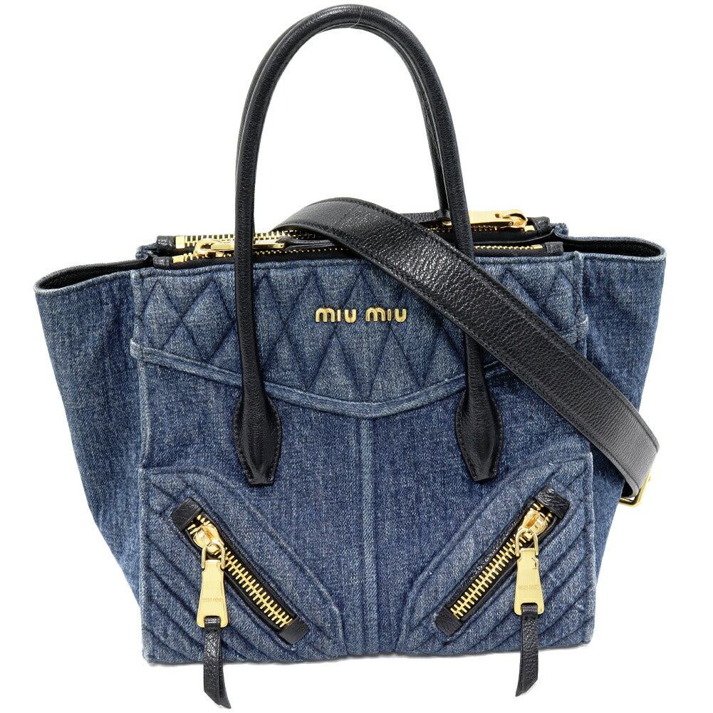 Miu Miu Biker Denim Canvas x Goat Leather 2way Bag