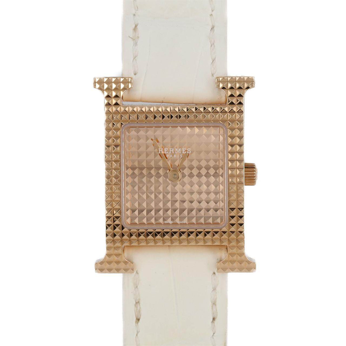 Hermes H Watch Pink Gold Quartz