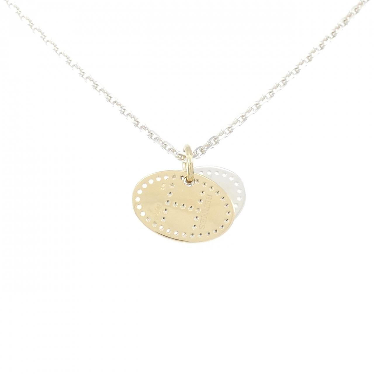 Hermes 925 Silver 750YG Necklace