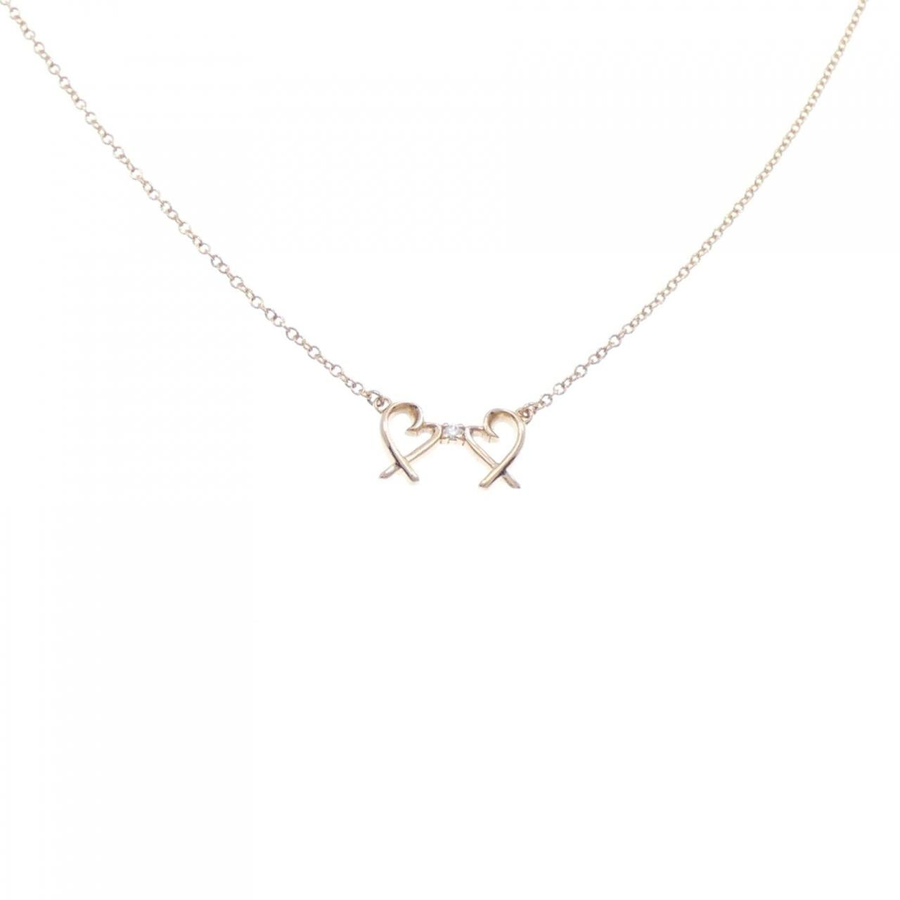 Tiffany Double Loving Heart Au750 Diamond Necklace