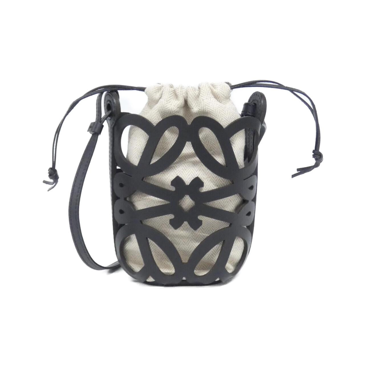 Loewe Anagram Cut Out Pocket Calf Canvas Shoulder Bag