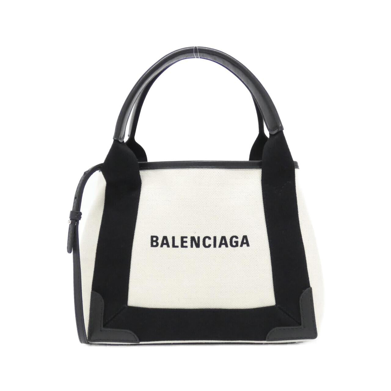 Balenciaga Navy Cabas Canvas Calf Bag