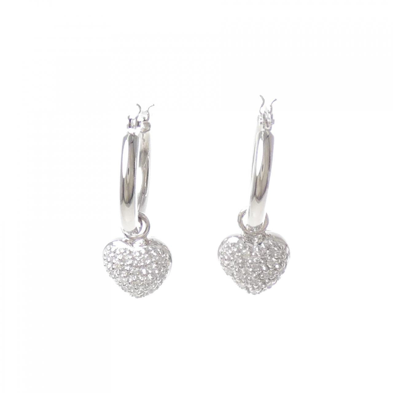 Pt900 K18WG 2way Heart Diamond Earrings