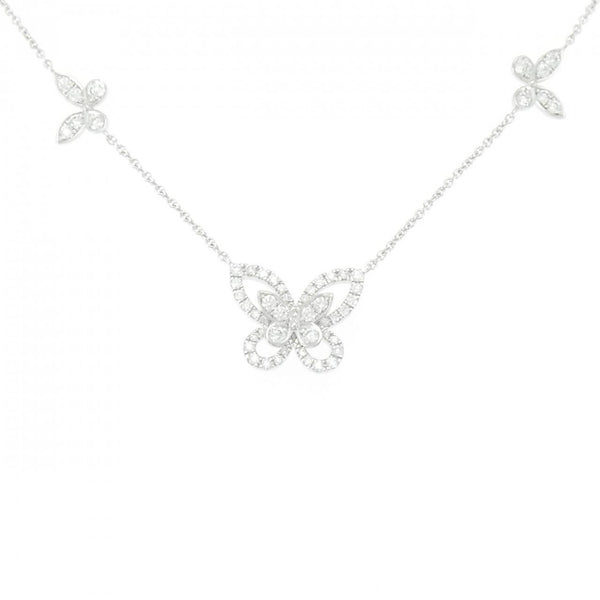 Graff Mini Butterfly Silhouette 18K White Gold Diamond Necklace