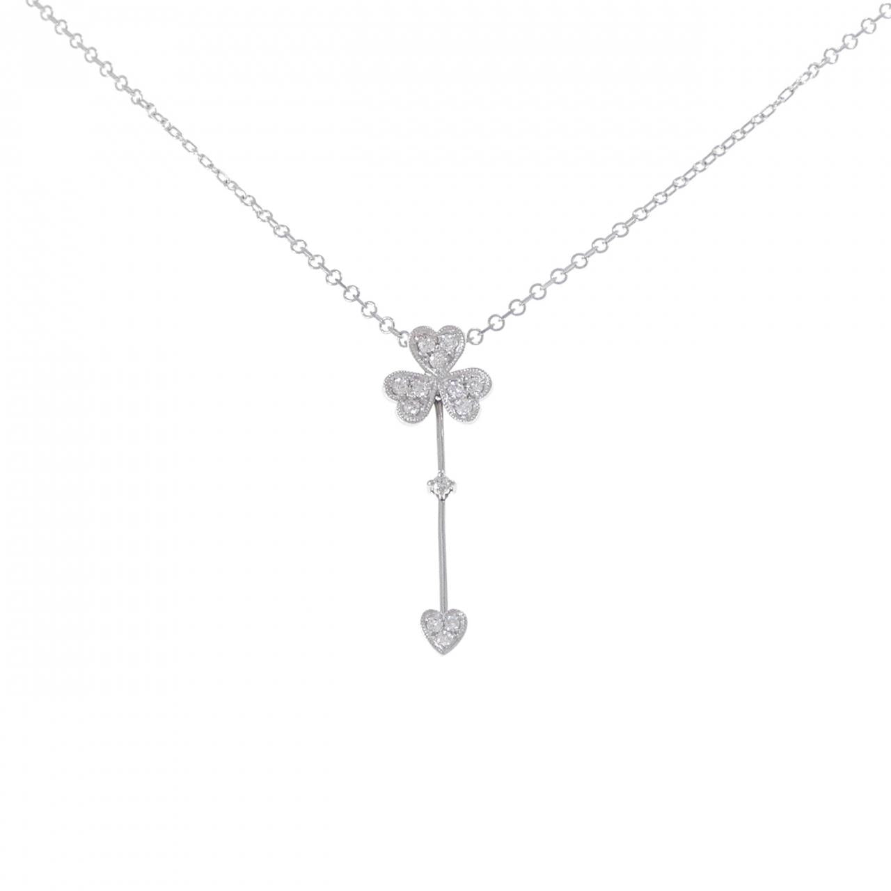 Pt900 Pt850 Clover Heart Diamond Necklace