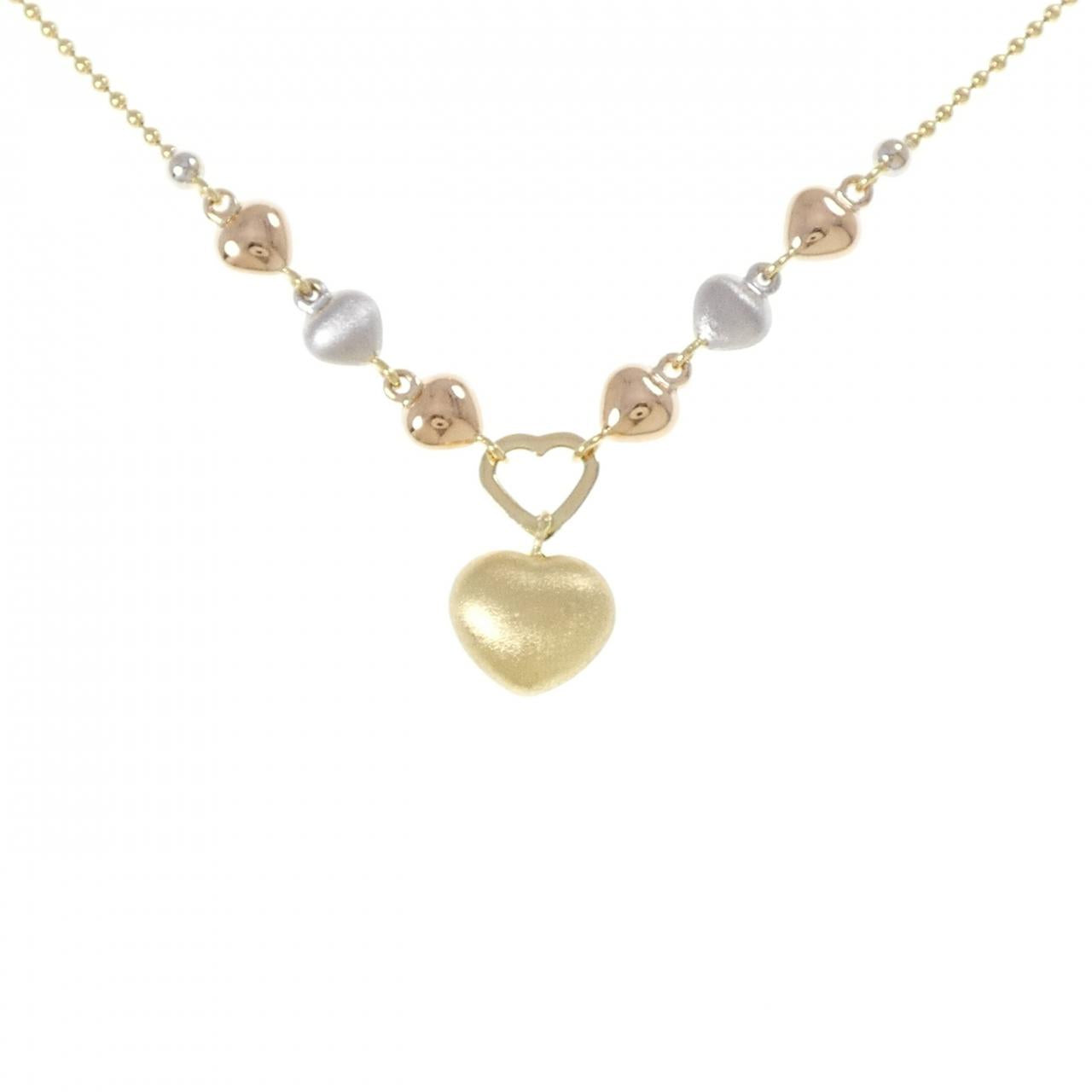 Au750 Three Color Heart Necklace