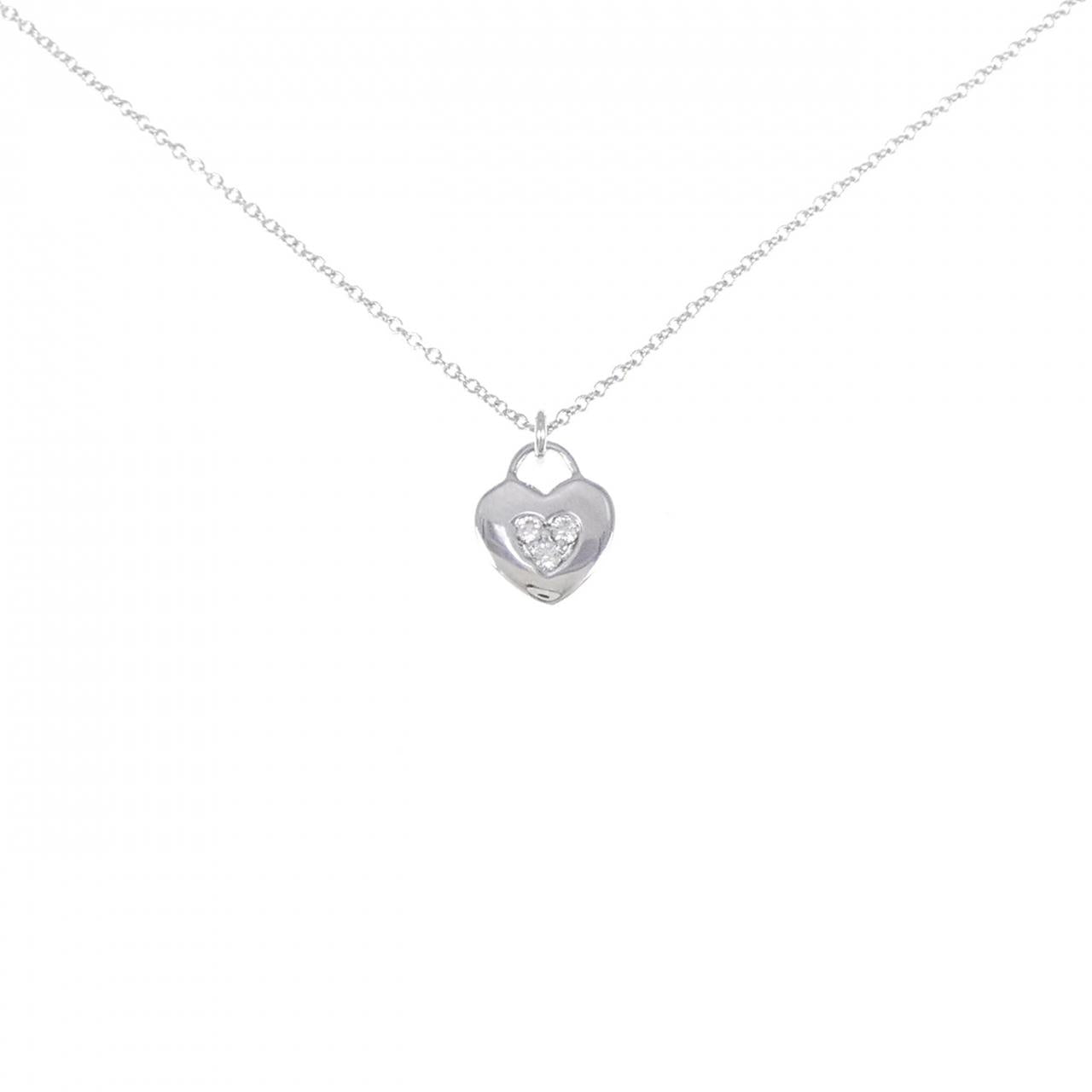 Tiffany & Co. 750 White Gold Heart Lock Necklace